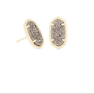 NWOT Kendra Scott Ellie Earrings in Platinum Drusy